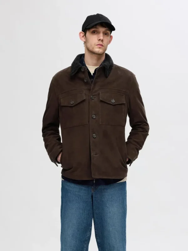 SELECTED 100% MOCKA ÖVERSKJORTA Brown Online
