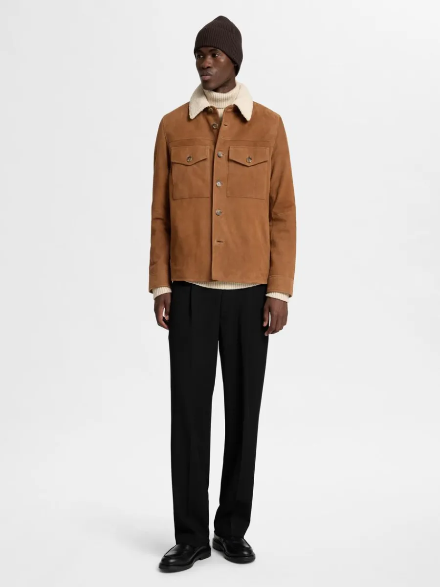 mocka_verskjorta_3.webp SELECTED 100% MOCKA ÖVERSKJORTA Brown Discount