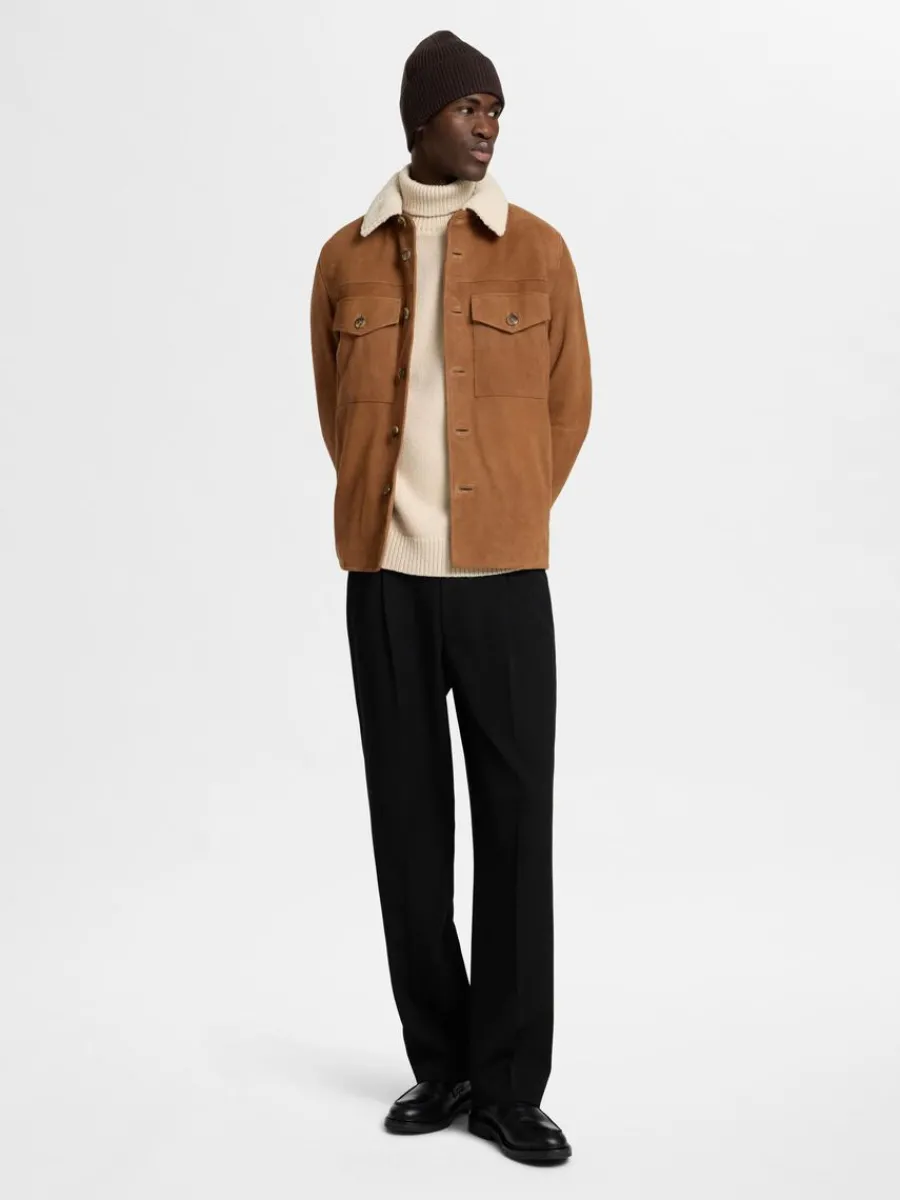 mocka_verskjorta_4.webp SELECTED 100% MOCKA ÖVERSKJORTA Brown Discount