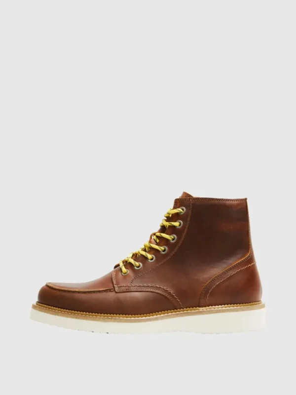 SELECTED MOC-TOE LÄDERBOOTS Brown Hot
