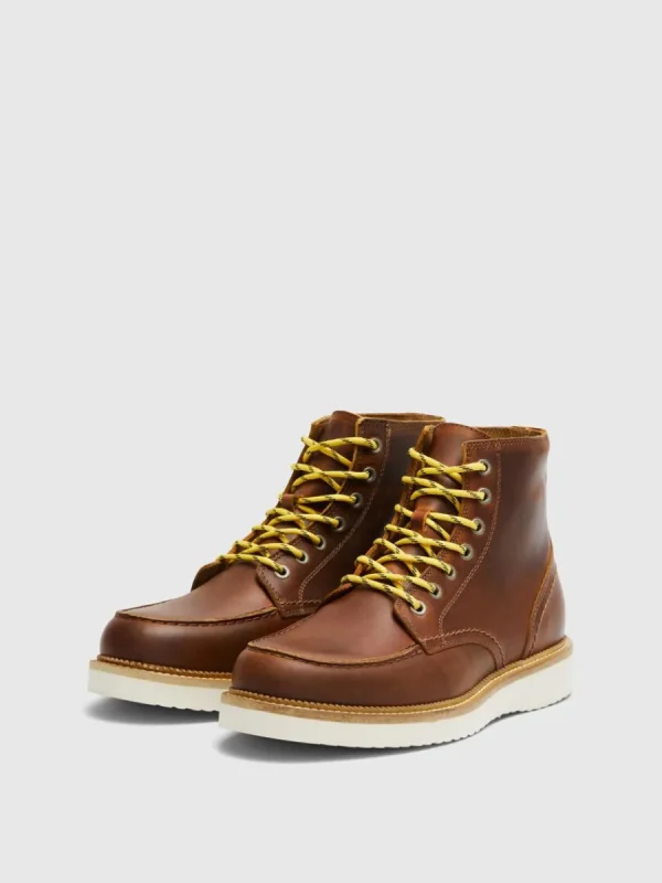 SELECTED MOC-TOE LÄDERBOOTS Brown Hot