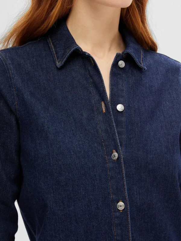 SELECTED MÖRKBLÅ DENIM MIDIKLÄNNING Blue Best