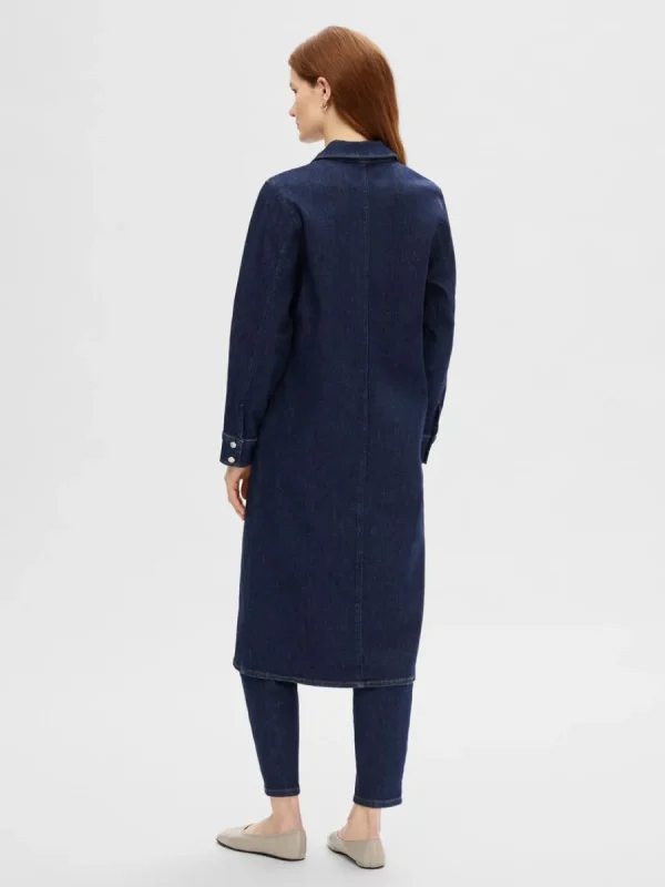 SELECTED MÖRKBLÅ DENIM MIDIKLÄNNING Blue Best