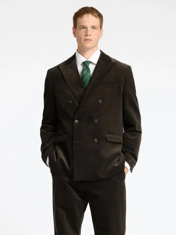 SELECTED NORMAL PASSFORM MANCHESTER DUBBELKNÄPPT KAVAJ Brown Cheap