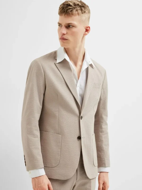 SELECTED NORMAL PASSFORM SEERSUCKER KAVAJ Beige Fashion