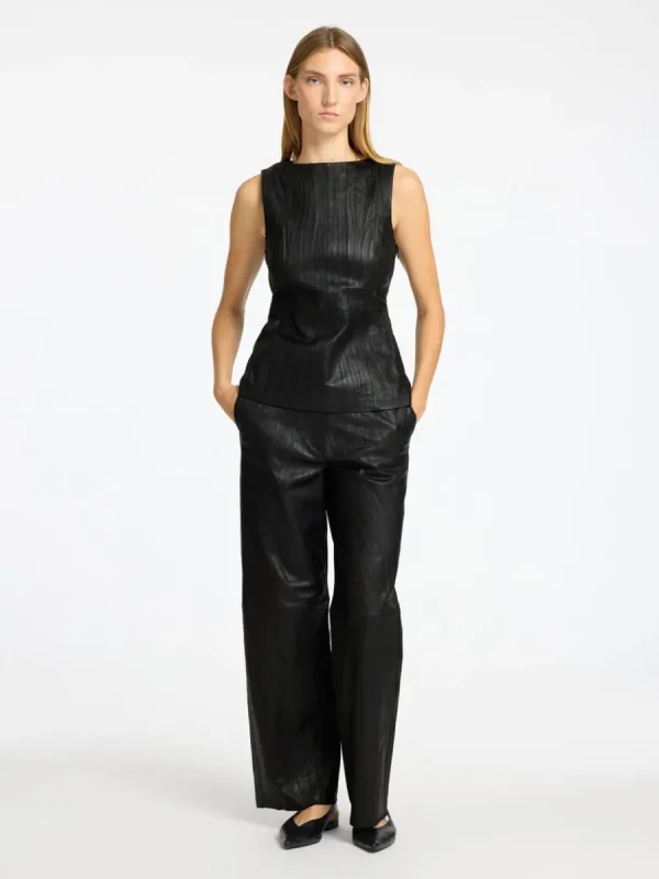 SELECTED NORMALHÖGA LÄDERBYXOR Black Best Sale