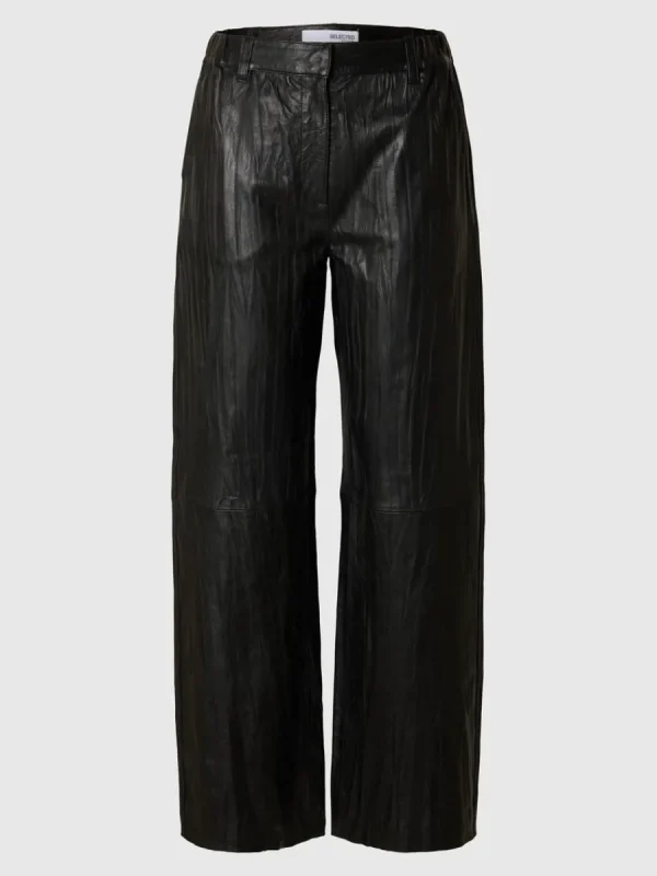 SELECTED NORMALHÖGA LÄDERBYXOR Black Best Sale