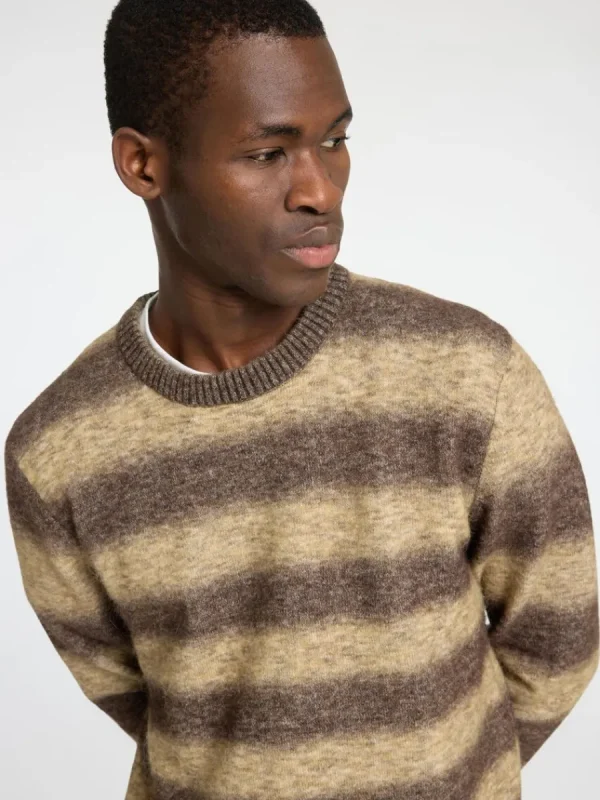 SELECTED OMBRE-RANDIG RUNDRINGAD TRÖJA Brown Discount