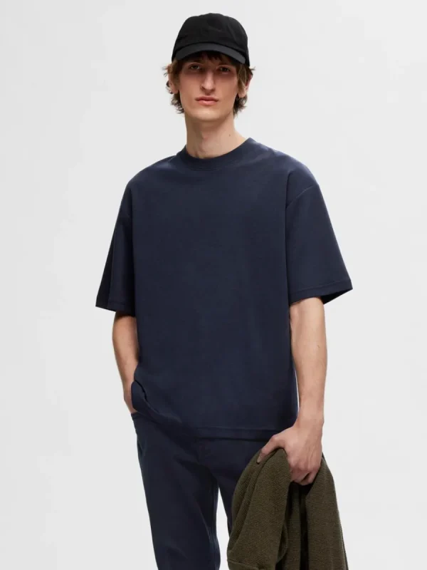 SELECTED OVERSIZE KORTA ÄRMAR T-SHIRT Blue Cheap