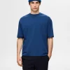 SELECTED OVERSIZE KORTA ÄRMAR T-SHIRT Blue Sale
