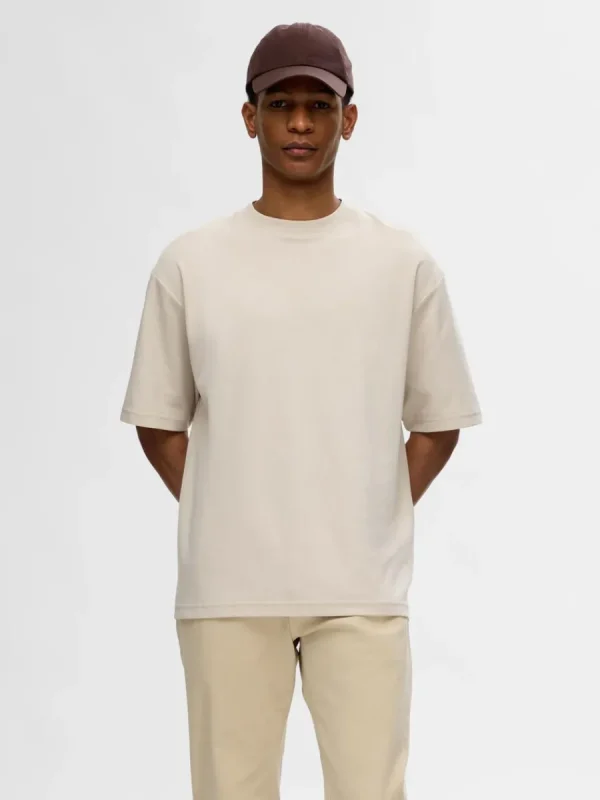 SELECTED OVERSIZE KORTA ÄRMAR T-SHIRT Beige Shop