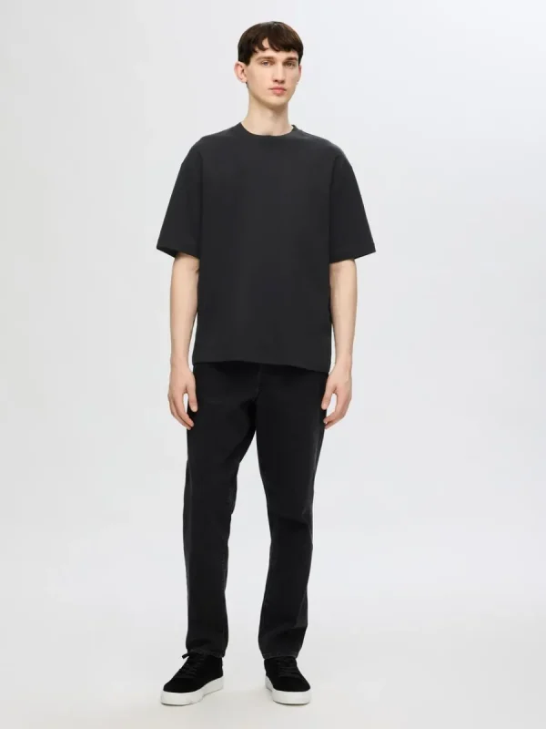SELECTED OVERSIZE KORTA ÄRMAR T-SHIRT Black Sale