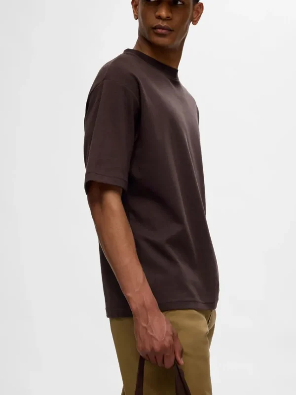 SELECTED OVERSIZE KORTA ÄRMAR T-SHIRT Brown Store