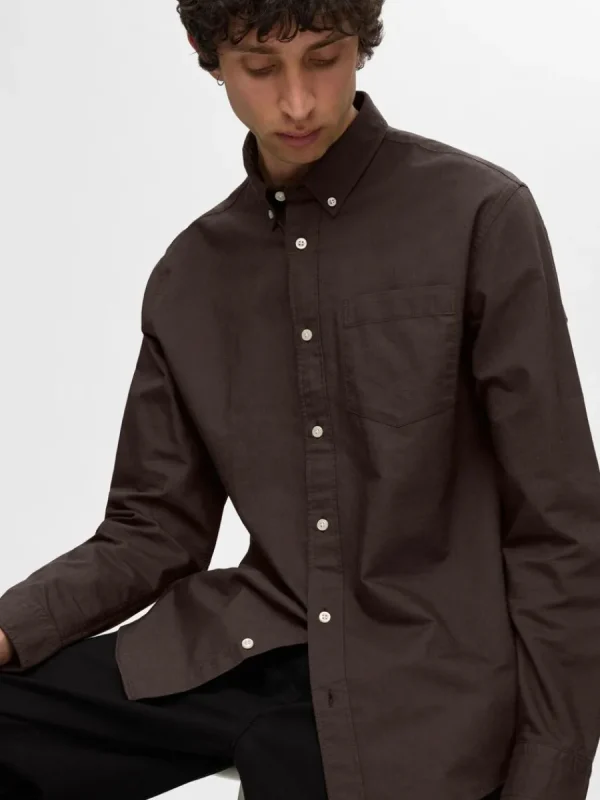 SELECTED OXFORD SKJORTA Brown New