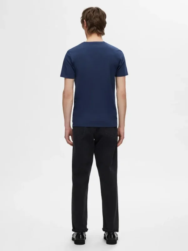 SELECTED 3-PACK BOMULL T-SHIRT Blue Discount