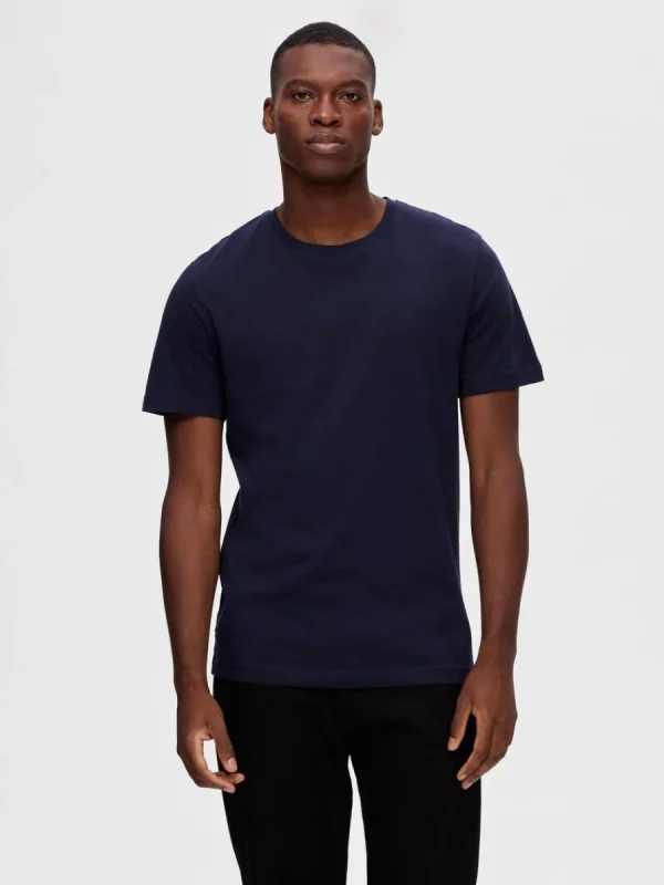 SELECTED 3-PACK BOMULL T-SHIRT Blue Outlet