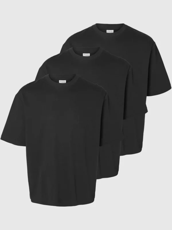 SELECTED 3-PACK RUNDRINGAD T-SHIRT Black Best Sale