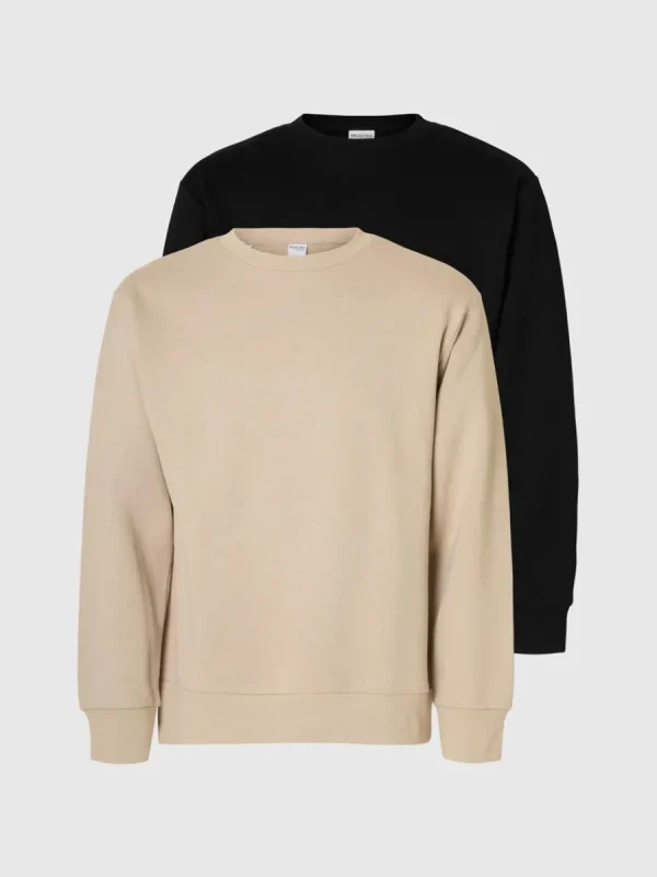 SELECTED 2-PACK SWEATSHIRT Beige Cheap