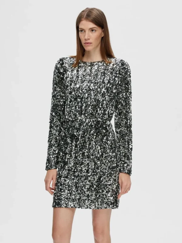 SELECTED PALJETT KORT KLÄNNING Silver Best Sale