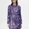 SELECTED PALJETT KORT KLÄNNING Purple Best Sale
