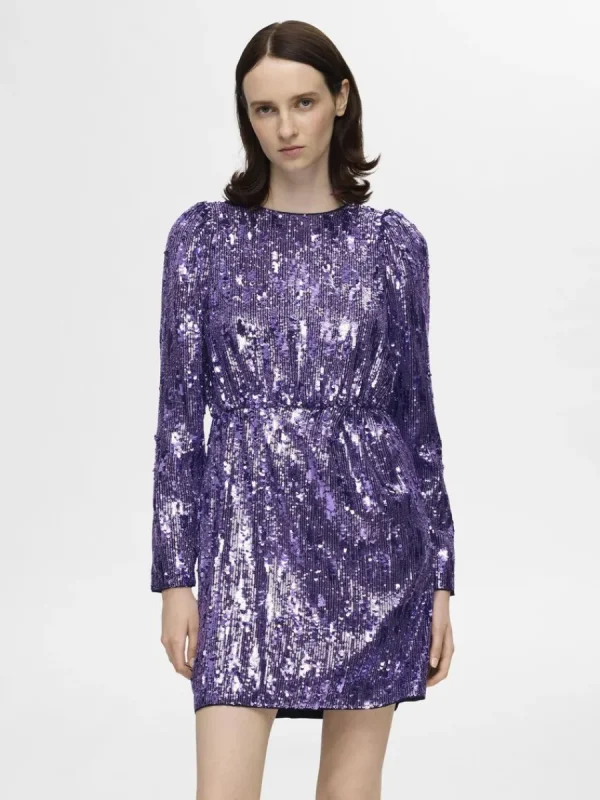 SELECTED PALJETT KORT KLÄNNING Purple Best Sale