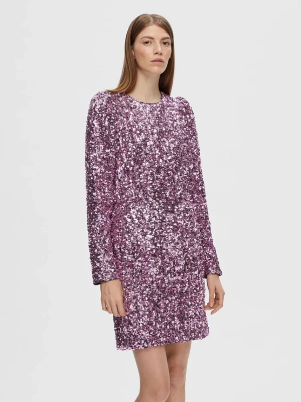 SELECTED PALJETT KORT KLÄNNING Pink Clearance