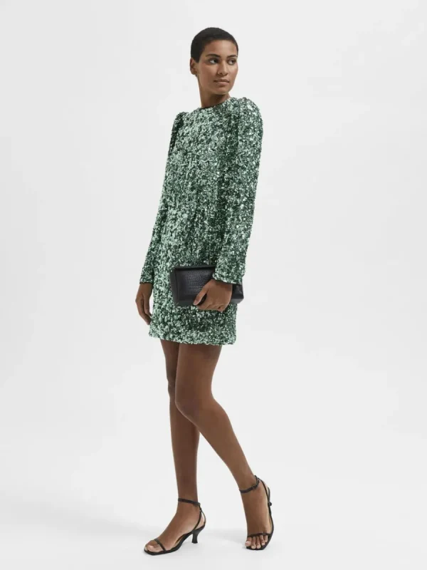SELECTED PALJETT KORT KLÄNNING Green Best Sale