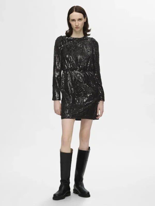 SELECTED PALJETT KORT KLÄNNING Black Flash Sale