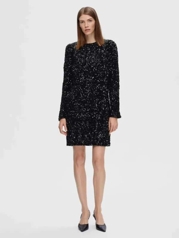 SELECTED PALJETT KORT KLÄNNING Black Best Sale