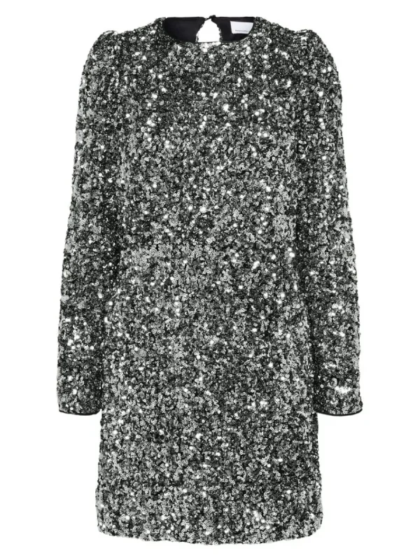 SELECTED PALJETT KORT KLÄNNING Silver Best Sale