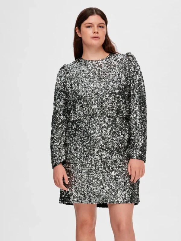 SELECTED PALJETT KORT KLÄNNING Silver Best Sale