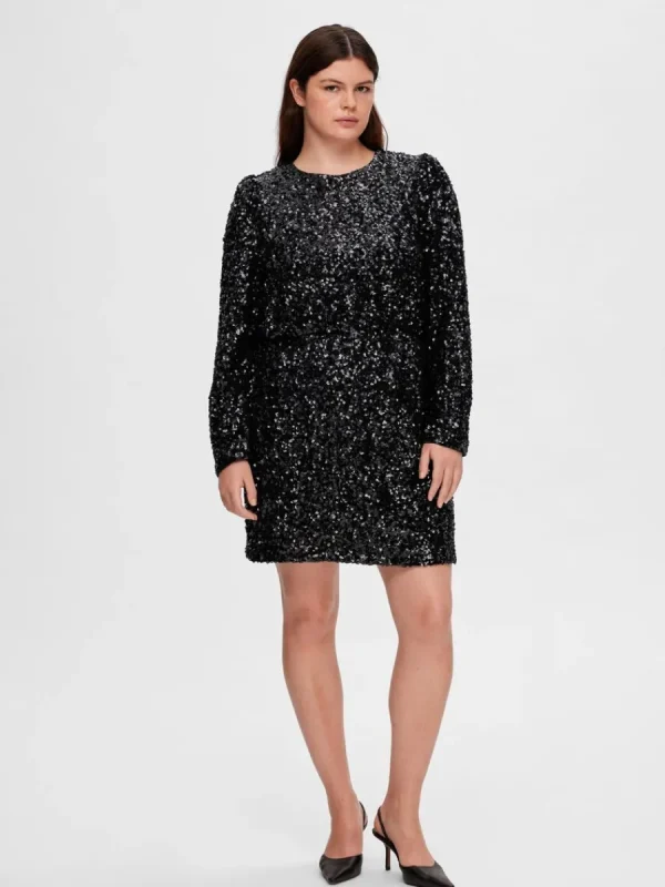 SELECTED PALJETT KORT KLÄNNING Black Best Sale
