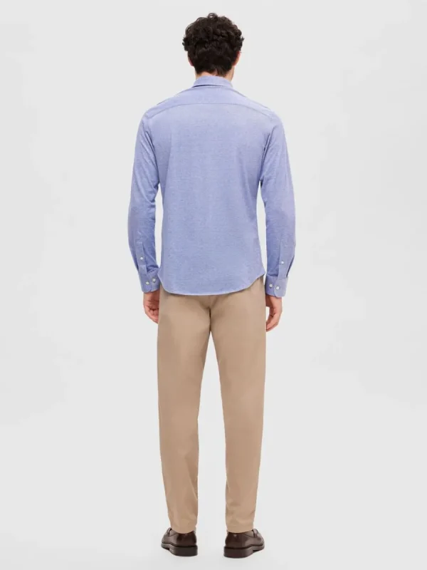 SELECTED PIKÉ LÅNGÄRMAD SKJORTA Blue Store
