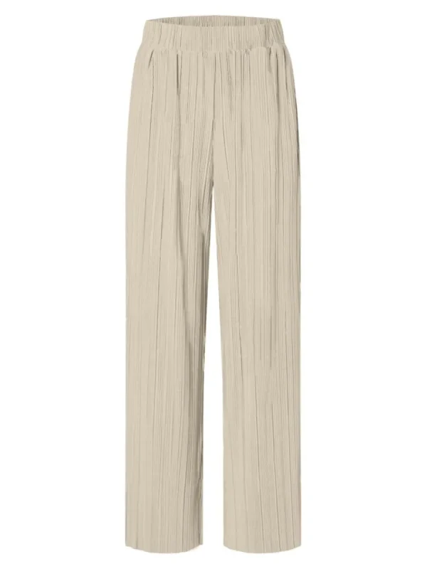 SELECTED PLISSERAD MED HÖG MIDJA BYXOR Beige Shop