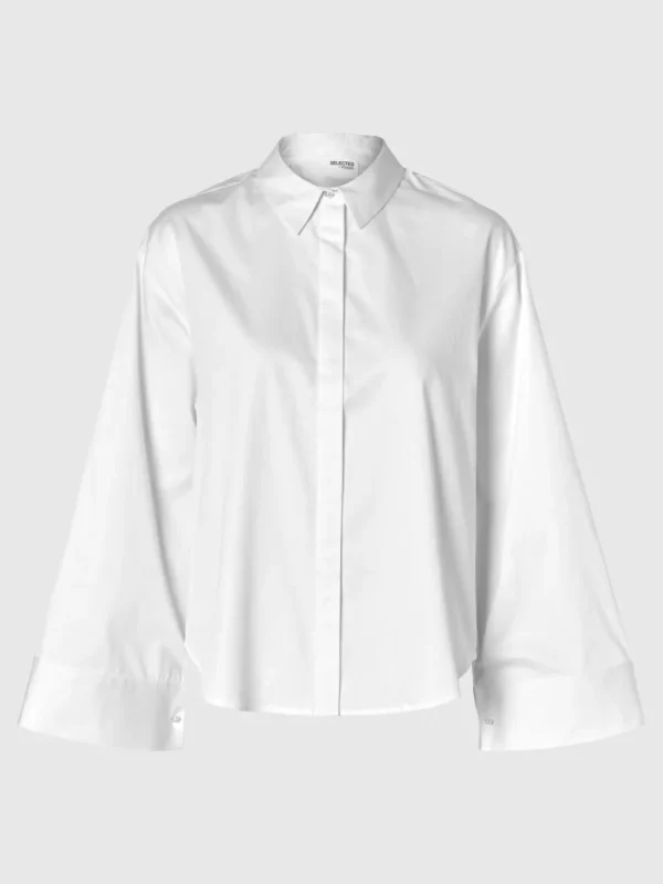 SELECTED PÄRLDETALJ CROPPAD SKJORTA White Store