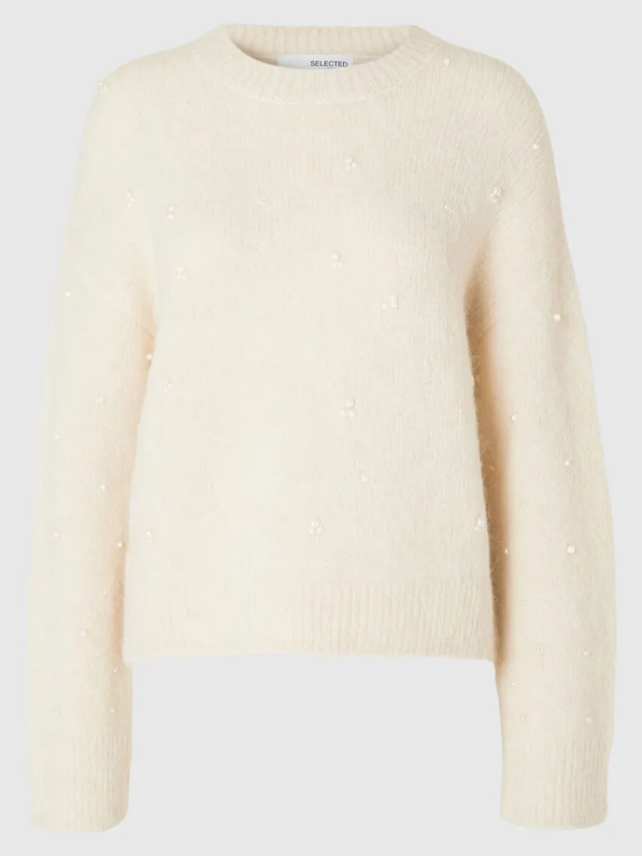 prldetalj_trja_5.webp SELECTED PÄRLDETALJ TRÖJA Beige Best Sale