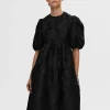 SELECTED PUFFÄRMAR MIDIKLÄNNING Black Cheap