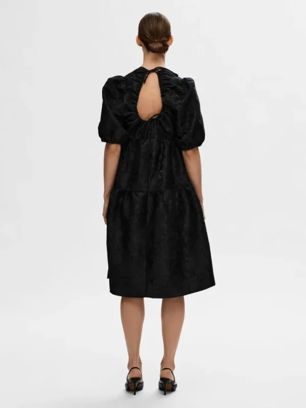 SELECTED PUFFÄRMAR MIDIKLÄNNING Black Cheap