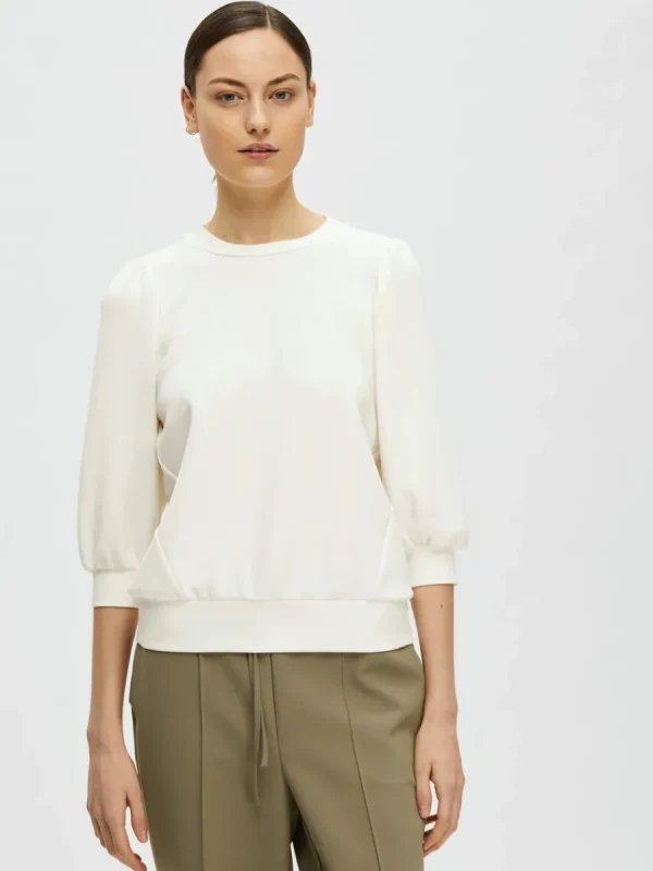 SELECTED PUFFÄRMAR SWEATSHIRT White Online