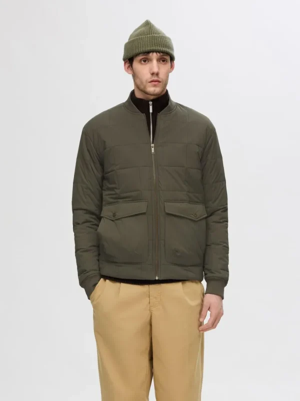 SELECTED QUILTAD BOMBERJACKA Grey Online