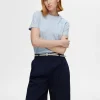 SELECTED RANDIG BOMULL T-SHIRT Blue Cheap
