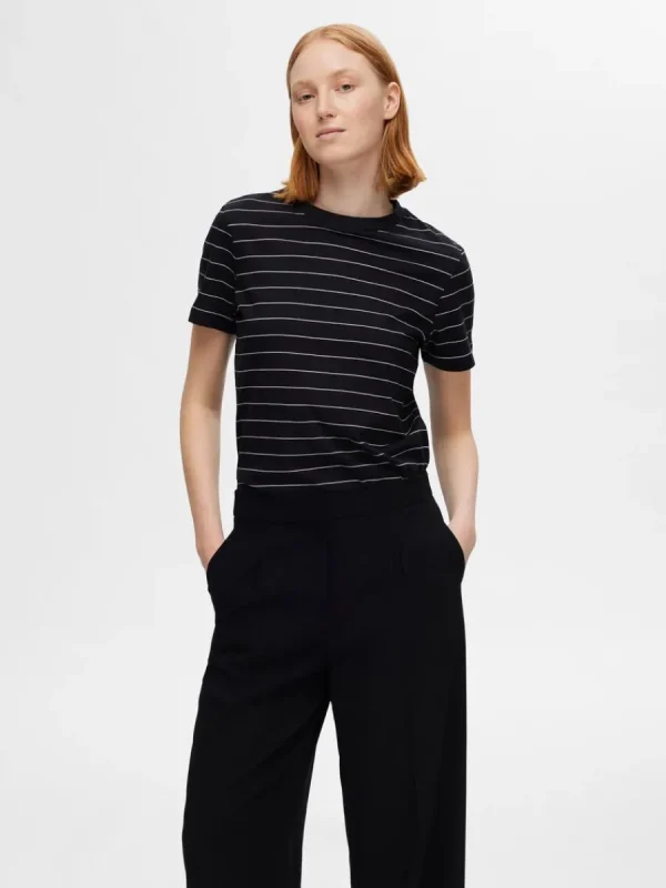 SELECTED RANDIG BOMULL T-SHIRT Black Clearance