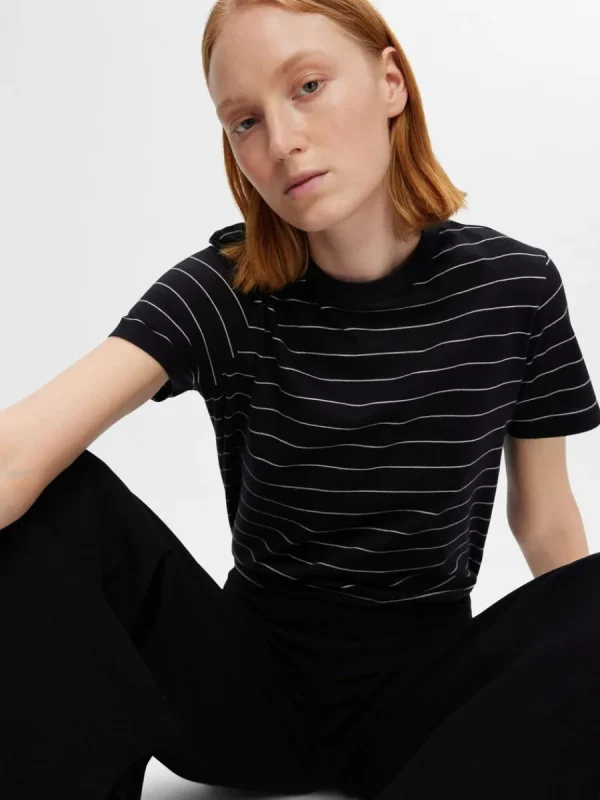 SELECTED RANDIG BOMULL T-SHIRT Black Clearance