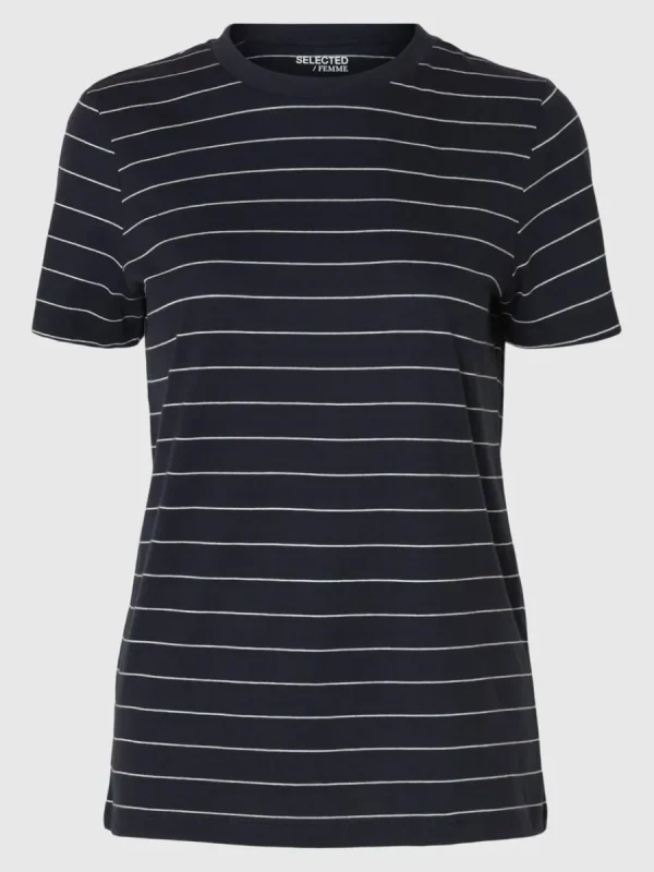 SELECTED RANDIG BOMULL T-SHIRT Blue Fashion
