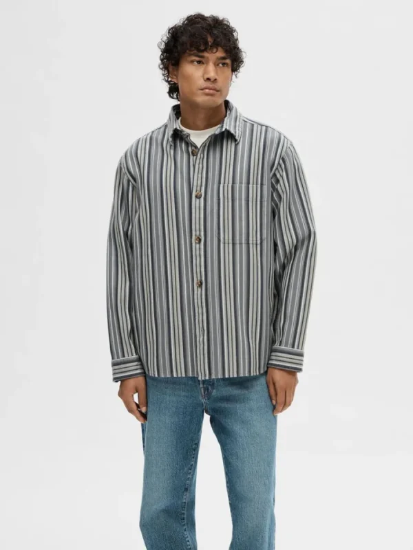 SELECTED RANDIG BOMULL ÖVERSKJORTA Blue Best Sale