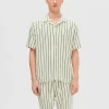 SELECTED RANDIG KORTÄRMAD SKJORTA Green Cheap