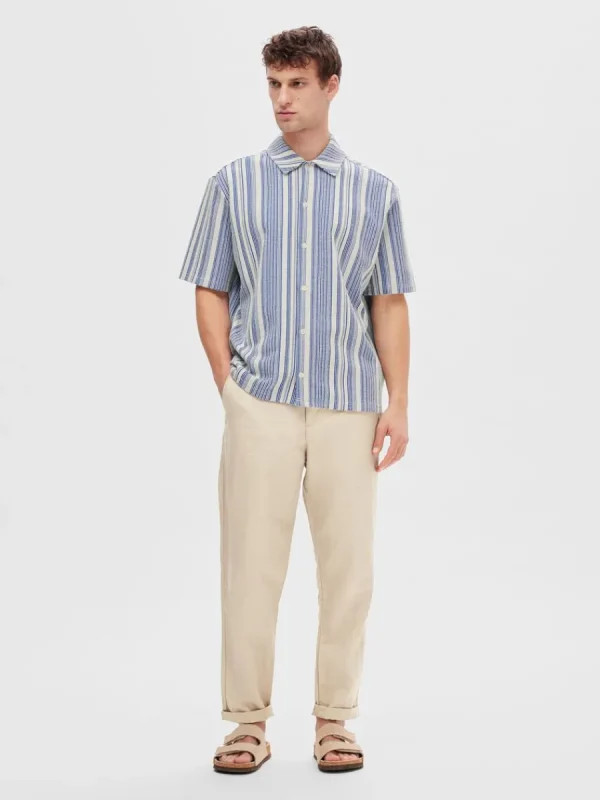 SELECTED RANDIG KORTÄRMAD SKJORTA Blue Fashion