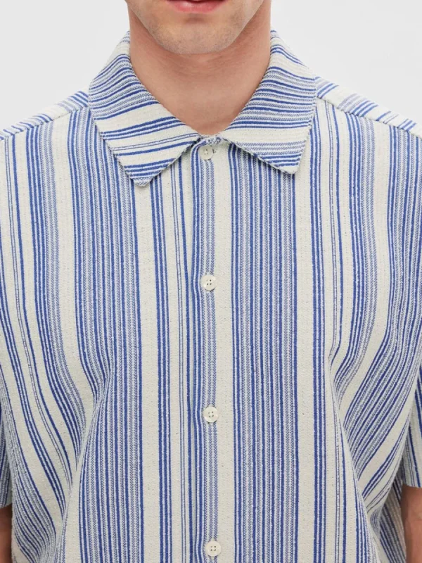 SELECTED RANDIG KORTÄRMAD SKJORTA Blue Fashion