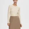 SELECTED RANDIG LÅNGÄRMAD T-SHIRT Beige Discount