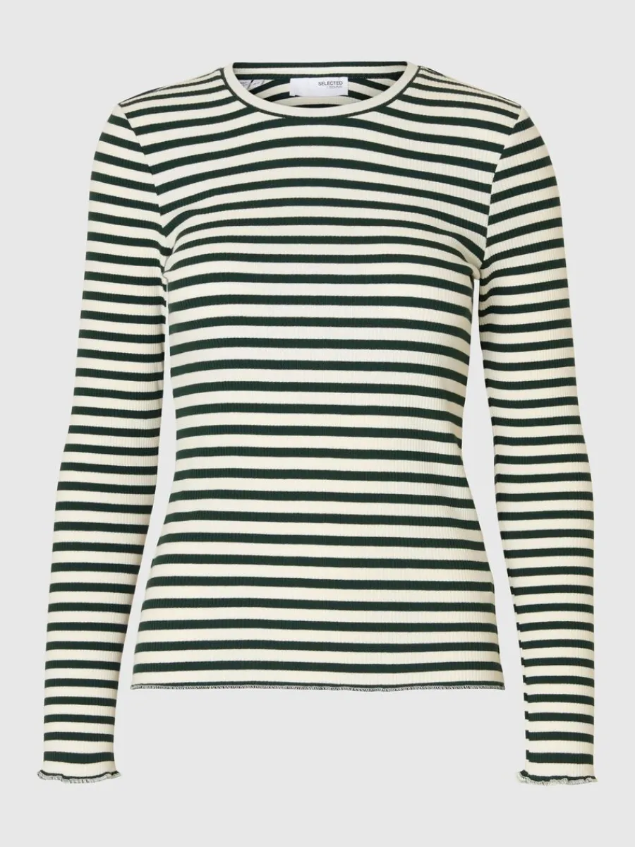 randig_lngrmad_tshirt_0.webp SELECTED RANDIG LÅNGÄRMAD T-SHIRT Green Online